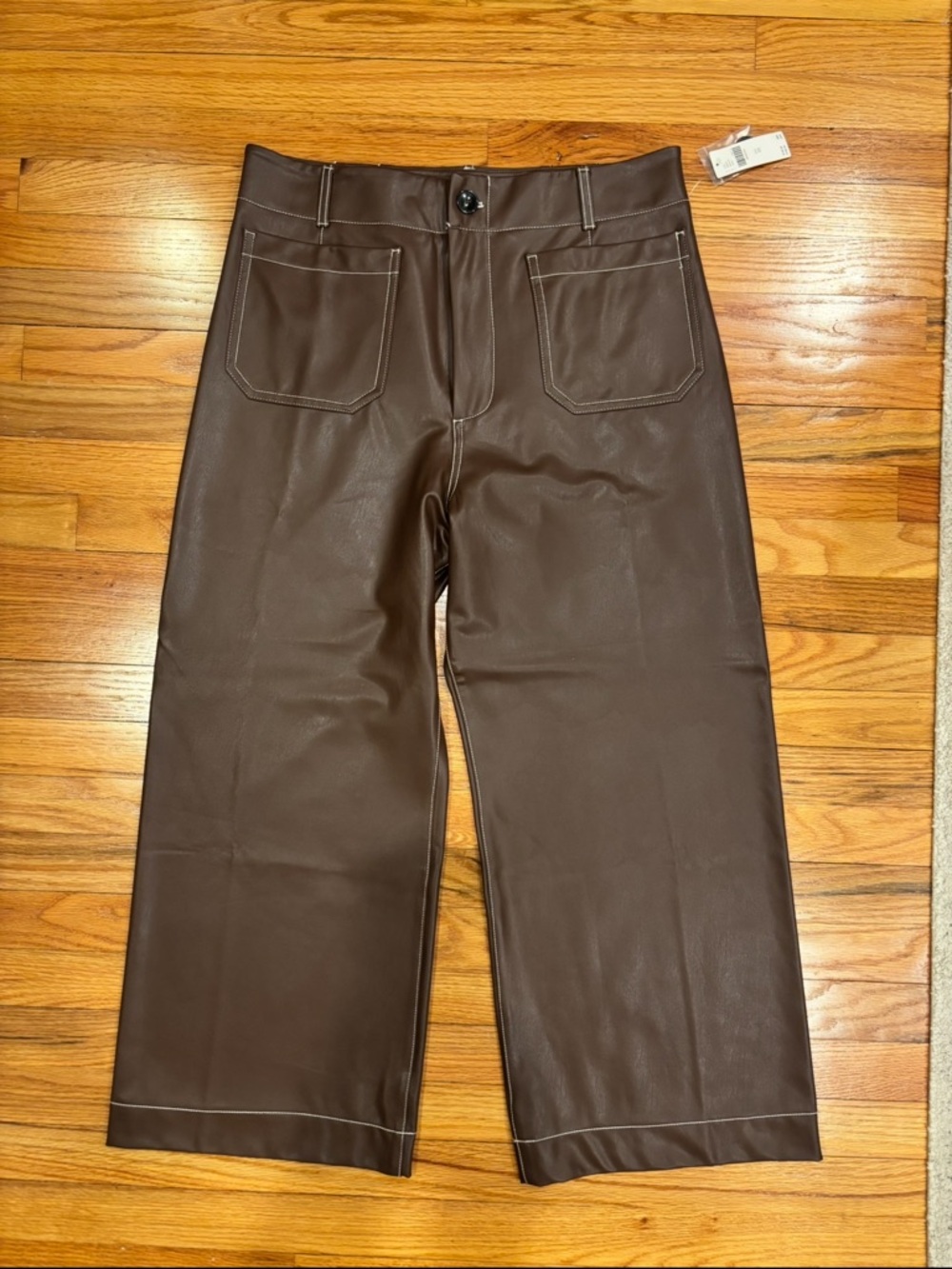 Maeve Chocolate Brown Faux Leather Wide-Leg Colette collection